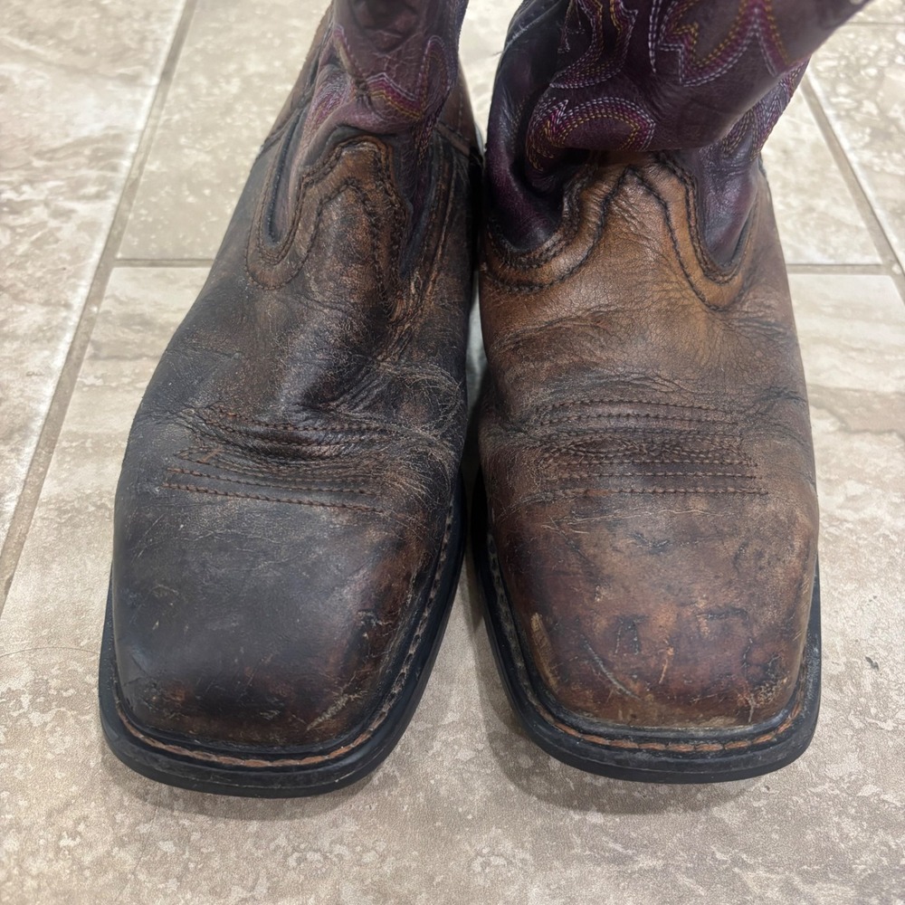 Ariat Womens Krista Steel Toe Work Boots Brown Purple Leather 10009494 Size 6B - Picture 3 of 15